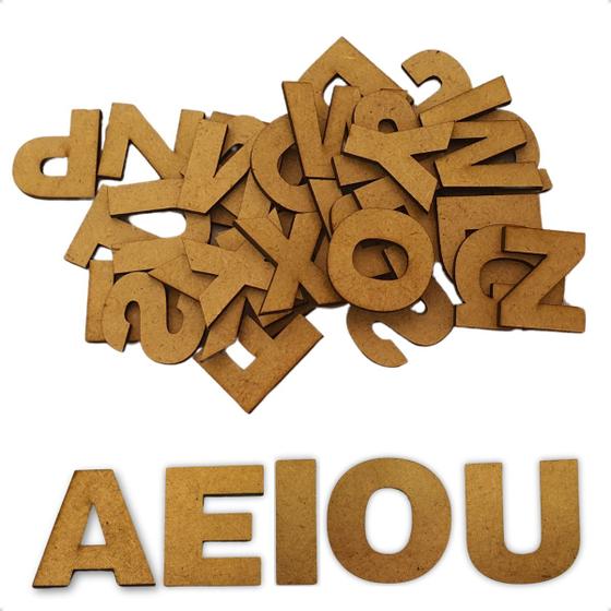 Imagem de Kit 150 Letras, Números Ou Vogais Mdf 3,5cm Artesanato