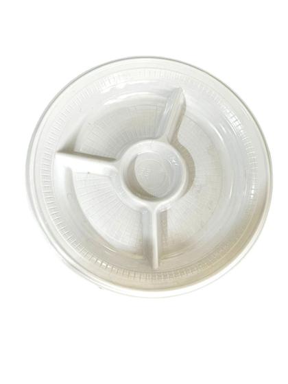 Imagem de Kit 150 petisqueiras de plástico 24cm branca com 4 divisões