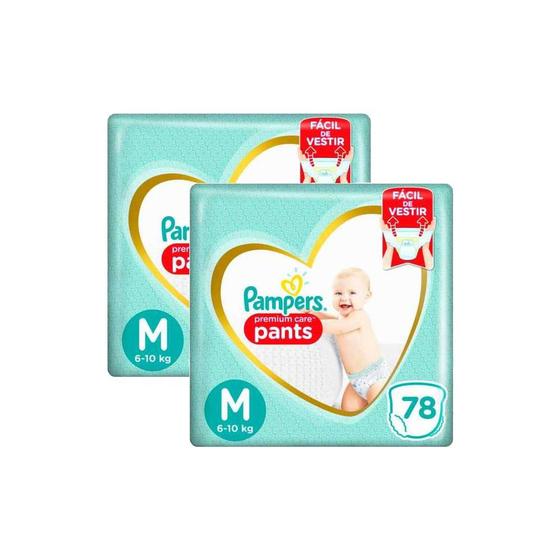 Imagem de Kit 156 Fraldas Pampers Premium Care Pants Top Tamanho M