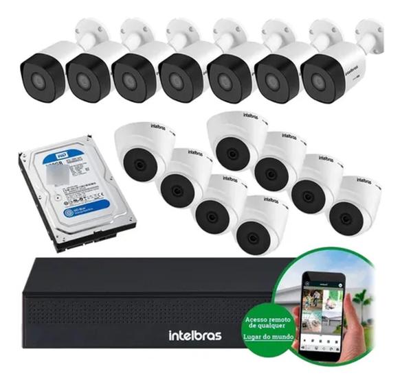 Imagem de Kit 16 Camera Intelbras Cftv 1120 Dvr Mhdx 1016 Pp5 Hd 500gb