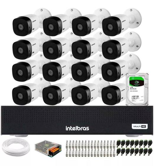 Imagem de Kit 16 Câmeras 20M Dvr Multi Hd 1016 Intelbras 16 Canais+ Hd 2tb