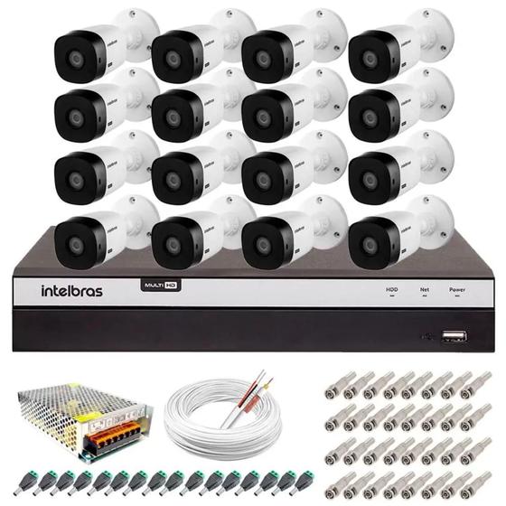 Imagem de Kit 16 Câmeras de Segurança Full HD 1080p 20 metros VHL 1220 B + DVR 3016 Intelbras + Acessórios
