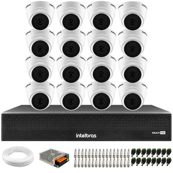 Imagem de Kit 16 Câmeras Dome VHL 1220 D G2 HDCVI 2mp Full HD 1080p + Dvr Intelbras MHDX 3116-C 16 Canais