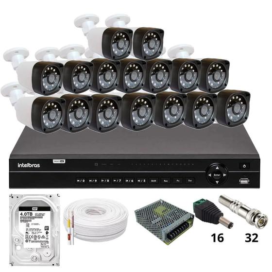 Imagem de Kit 16 Câmeras Importadas Full Hd 1080p  Dvr Intelbras Mhdx 1232 Hd 4tb