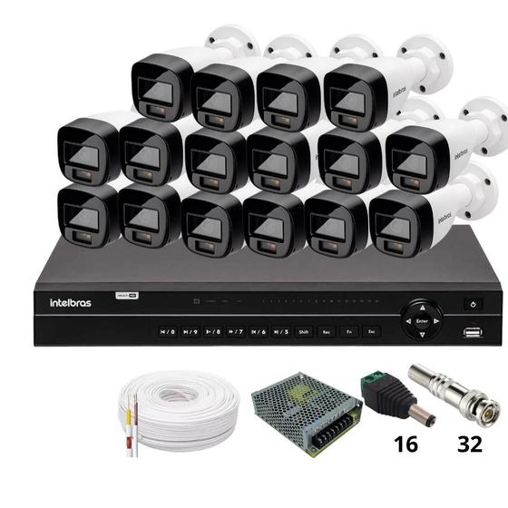 Imagem de Kit 16 Câmeras Intelbras 1220b Full Color  Dvr Intelbras Mhdx 1232 Sem Hd