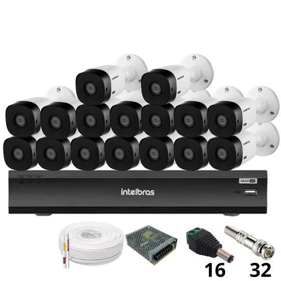 Imagem de Kit 16 Câmeras Intelbras 1220b Full Hd Dvr Intelbras Imhdx 3132 Inteligência Artificial Sem Hd