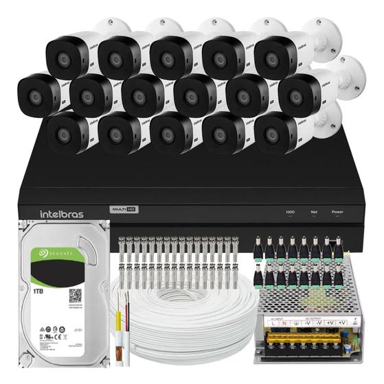 Imagem de Kit 16 Câmeras Intelbras Multi Hd 1120b Dvr 16 Canais C/ Hd 1TB