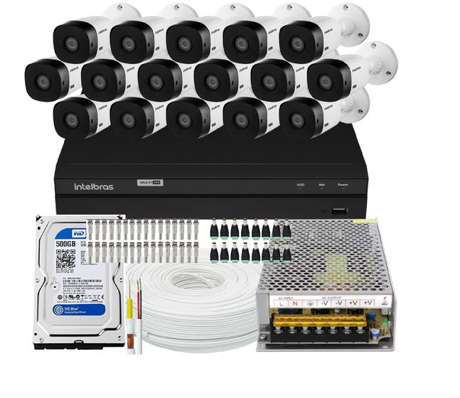 Imagem de Kit 16 Câmeras Intelbras Multi Hd 20m Vhc 1120b Dvr Mhdx 1216 C/Hd 500gb