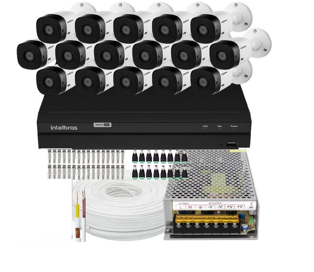 Imagem de Kit 16 Câmeras Intelbras Multi Hd 20m Vhc 1120b Dvr Mhdx 1216 S/Hd