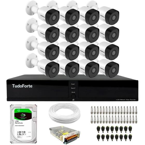 Imagem de Kit 16 Câmeras Intelbras VHD 3230 B G7 Bullet Full HD 1080p Multi HD IP67 + Dvr Tudo Forte TFHDX 3316 16 Canais Com App Xmeye + HD 2TB BarraCuda