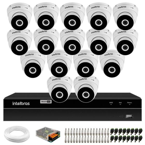 Imagem de Kit 16 Câmeras Intelbras VHD 3230 D G7 Dome Full HD 1080p Visão Noturna de 30m IP67 + DVR Intelbras MHDX 1216 Full HD 16 Canais Multi HD