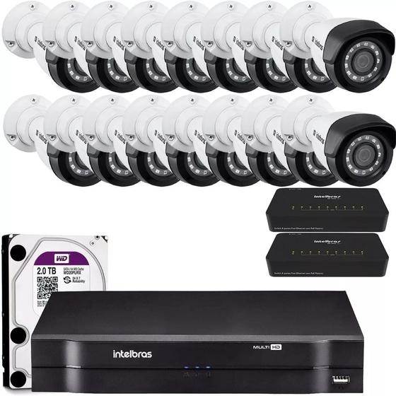 Imagem de Kit 16 Câmeras Ip Intelbras Nvd 1316 Vipc 1230 Full Hd