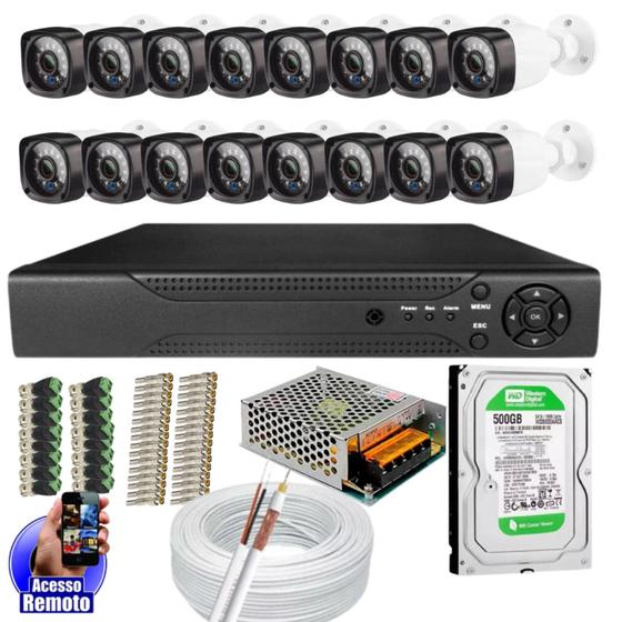Kit 16 Câmeras Segurança Cftv Infravermelho 20 Metros Dvr Multi Hd 16ch Acesso Remoto C/HD 500gb Menor preço em Kit 16 Câmeras Segurança Cftv Infravermelho 20 Metros Dvr Multi Hd 16ch Acesso Remoto C/HD 500gb