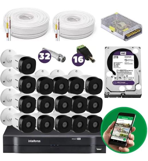 Imagem de Kit 16 Câmeras Segurança Intelbras Full Hd 1080p 1220b + 2tb