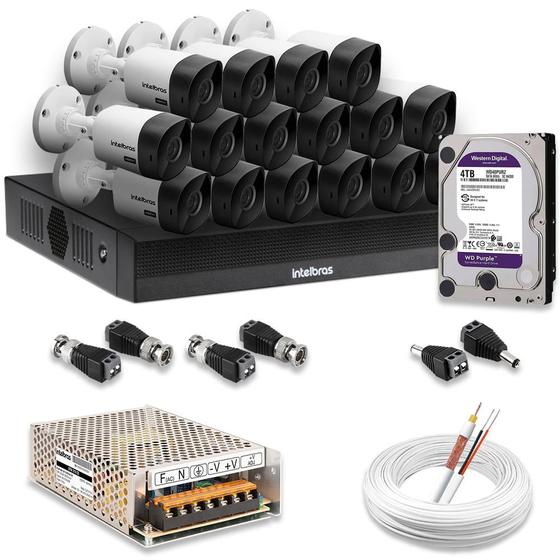 Imagem de Kit 16 Câmeras Segurança Intelbras Hd 720p Com Dvr Mhdx 1016-c Full Hd L Com HD 4TB Purple Completo