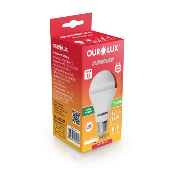 Imagem de Kit 16 Lâmpada Led Bulbo 12w Branco Frio (6500k) - Ourolux