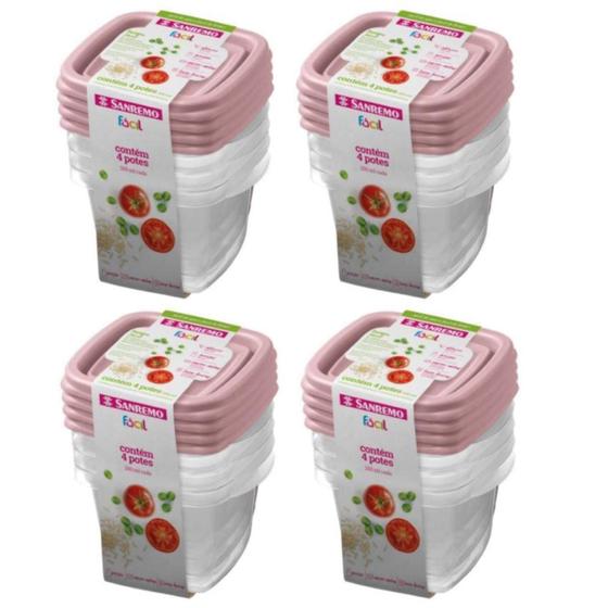 Imagem de Kit 16 Potes Para Alimentos Quadrado 200 ML Transparente