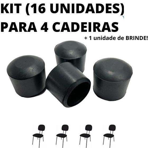 Imagem de Kit 16 Sapata Ponteira Borracha Protetor 4 Cadeiras 3,8cm 1.1/2 Pol