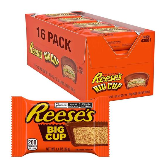 Imagem de Kit 16Und Chocolate Reeses Peanut Butter Big Cup Milk 39G