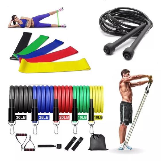 Kit 17 Itens Para Treino e Exercício Físico Em Casa - Elástico Extensor Para Exercício + Corda de Pular + Mini Bands Menor preço em Kit 17 Itens Para Treino e Exercício Físico Em Casa - Elástico Extensor Para Exercício + Corda de Pular + Mini Bands