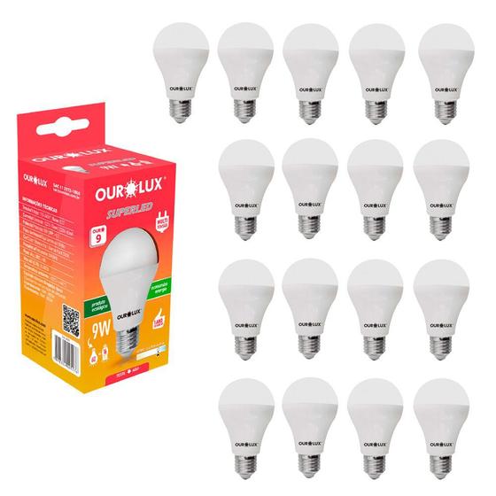 Imagem de Kit 17 Lâmpada Led Bulbo 9w Branco Frio (6500k) - Ourolux