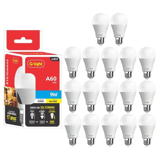 Imagem de Kit 17 Lâmpadas Led 9W E27 Autovolt 6500K Branco Frio Cor Da