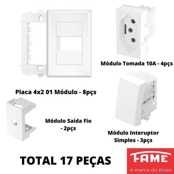 Kit 17un Interruptores 16A Tomada 10/20A 4x2 Evidence FAME Menor preço em Kit 17un Interruptores 16A Tomada 10/20A 4x2 Evidence FAME