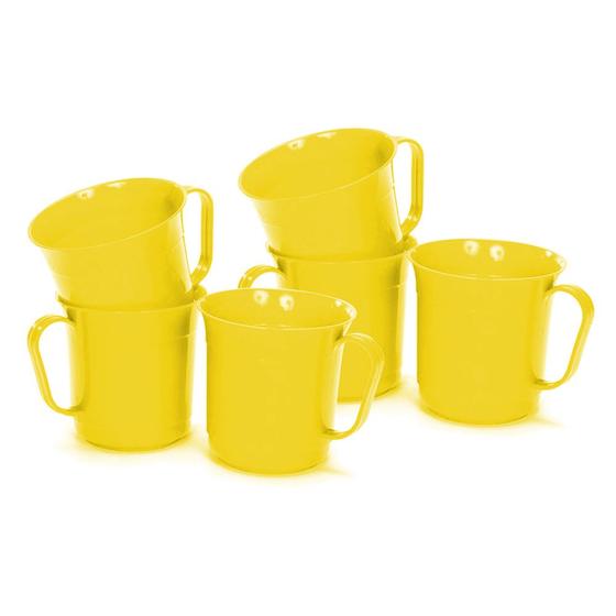 Imagem de Kit 18 Canecas De Plástico Reforçado Com Alças 300ml Cozinha Cores Sortidas Resistente Livre de Bpa