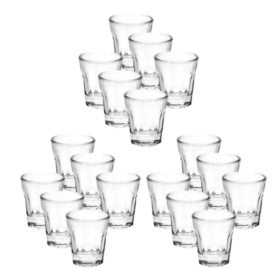 Imagem de Kit 18 Copos de Vidro Shot Dose Licor Pinga Whisky Vodka Degustação Vela 42ml