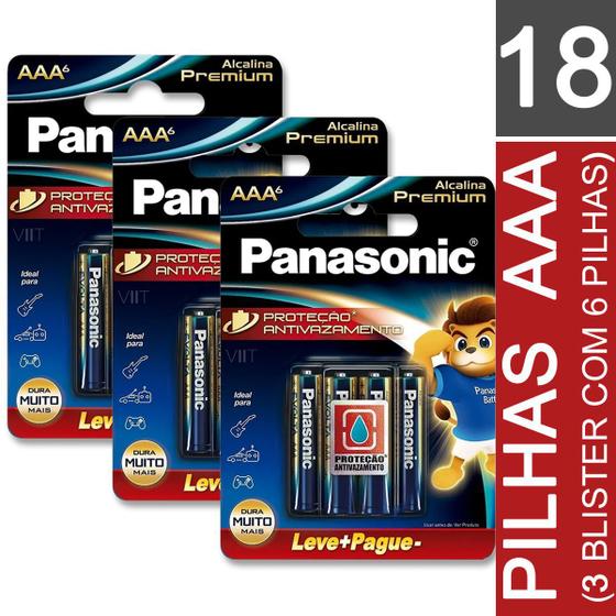 Kit Pilhas Palito Aaa Alcalina Premium Panasonic Cartelas C Pilhas Cada Lr Egr B