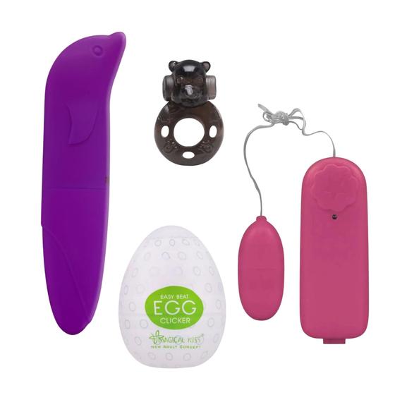 Imagem de Kit 18 Sex Shop Vibrador Golfinho e Bullet + Anel Peniano + Egg