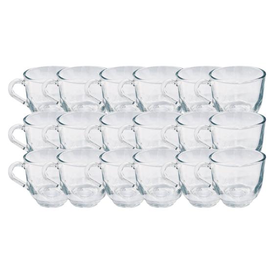 Imagem de Kit 18 Xicaras Vidro Resistente 150ML Para Cha Cafe Transparente