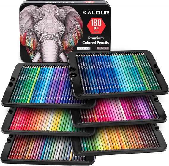Kit 180 Lápis de Cor Kalour, 3.3mm Pigmentado e 12 Lápis Metálicos - Estojo de Lata Menor preço em Kit 180 Lápis de Cor Kalour, 3.3mm Pigmentado e 12 Lápis Metálicos - Estojo de Lata