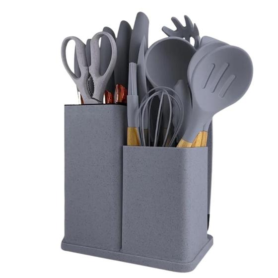 Imagem de Kit 19 Peças Jogo de Utensílios de Cozinha em Silicone Completo Antiaderente e Resistente ao calor