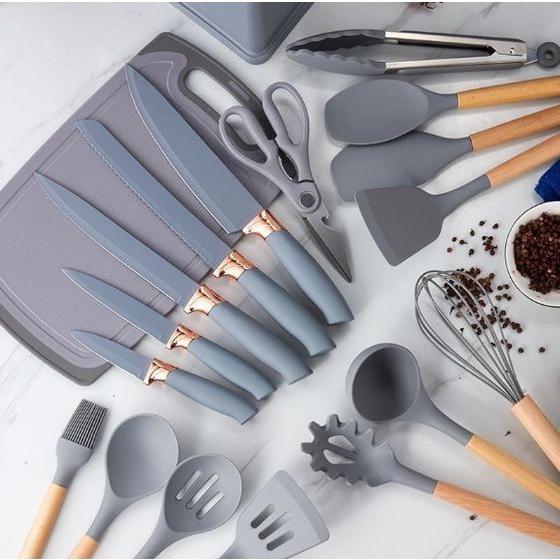 Imagem de Kit 19 Peças - Jogo de Utensílios de Cozinha em Silicone Completo