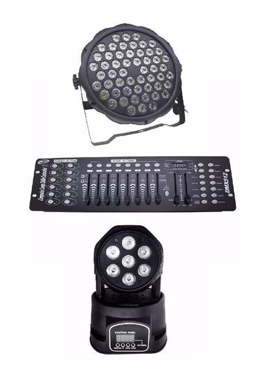 Imagem de Kit 1Par Led Slim 54X3W Rgbwa 1Mini Wash 7X12W Full Dmx 512