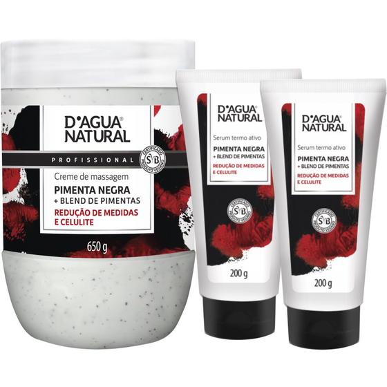 Imagem de Kit 1x pimenta negra 650g  2x serum termoativo dagua natural