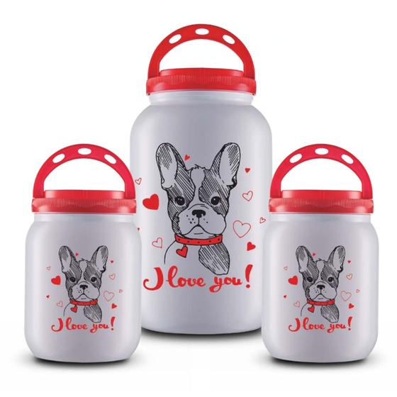 Imagem de KIT 1x POTE RAÇÃO 3,6L + 2 POTES 1,7L PETISCO DOG LOVE