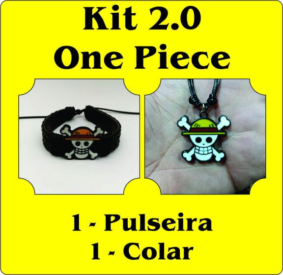 Imagem de Kit 2.0 One Piece 1 Pulseira Amarrar + 1 Colar Caveira Do