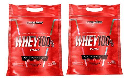 Imagem de Kit 2 100% Whey Protein Concentrado 900g Cookies 