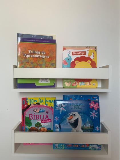 Imagem de Kit 2 - 40cm Prateleiras Montessoriana Branco Livros Quarto Infantil 