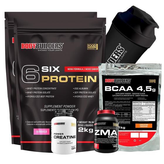 Imagem de Kit 2 6 Six Protein 2Kg+ Bcaa 1Kg Tangerina+ Power