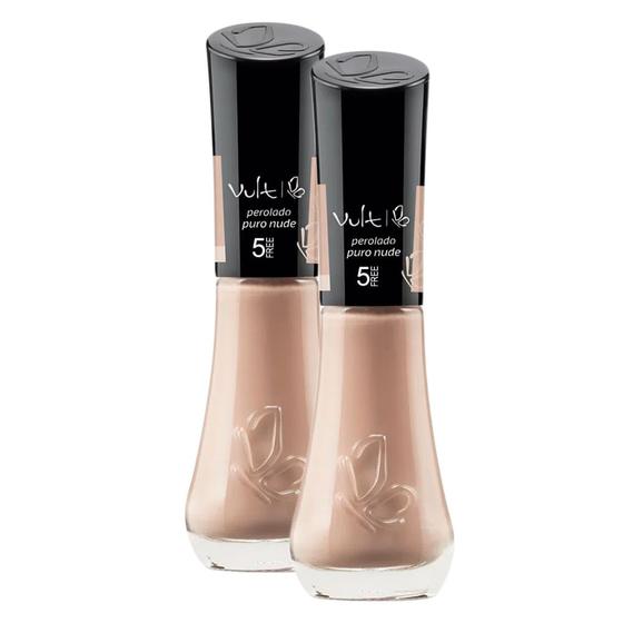 Imagem de Kit 2 8ml Esmalte Vult 5Free Puro Nude Perolado