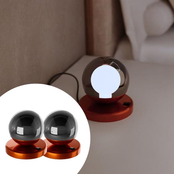 Imagem de Kit 2 Abajur luminária de mesa Dama Com Globo Vidro 10cm  Lâmpada 6000K Branco Frio