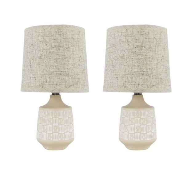 Imagem de Kit 2 Abajures Com Cúpula Palha - Luminárias de Mesa / Sala
