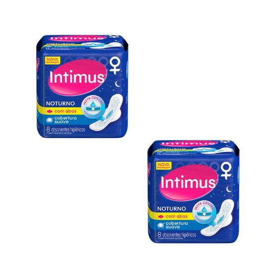 Imagem de Kit 2 Absorvente Intimus Noturno Suave Abas 8 Un