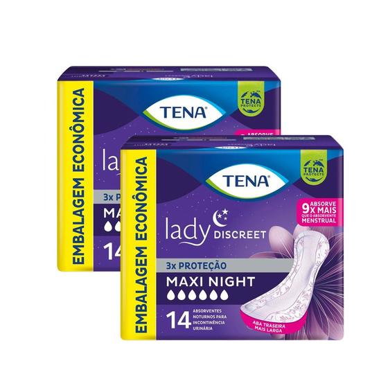 Imagem de Kit 2 Absorvente para Incontinência Urinária Tena Lady Discreet Maxi Night 14 Unidades