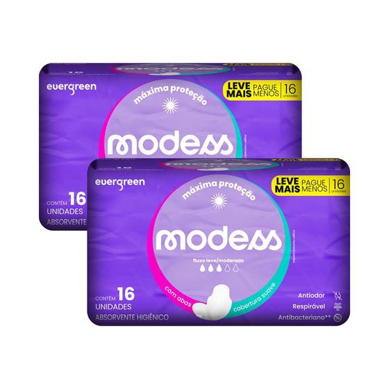 Imagem de Kit 2 Absorventes Modess Malha Suave com Abas 16un cada