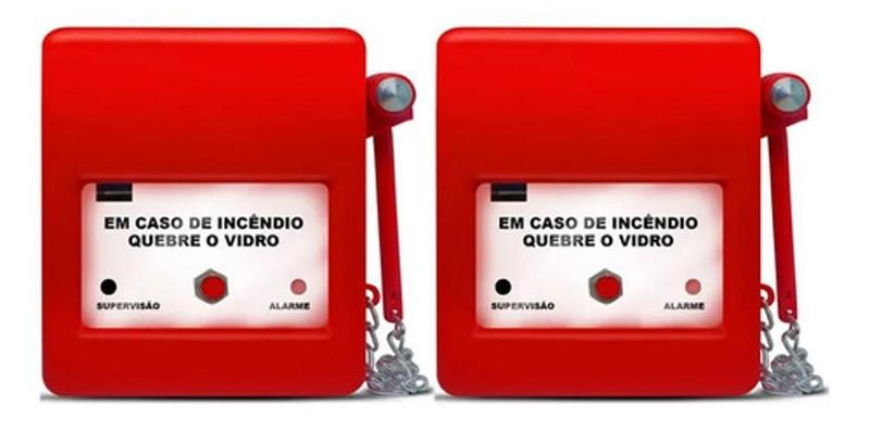 Imagem de Kit 2 Acionadores Alarme Incêndio Com Martelo Led Supervisão