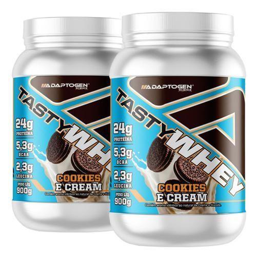 Imagem de Kit 2 Adaptogen Whey Tasty 3W Gourmet Sabor Cookies E Cream